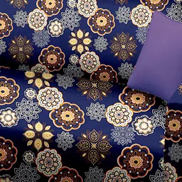 Cortina Navy Blue & Yellow Printed 4-Seater Non-Slip Sofa Cover image 3