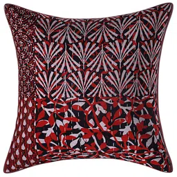 INDHOME LIFE Red & White Set of 2 Floral Square Cushion Covers image 2