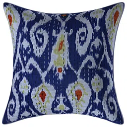 INDHOME LIFE Blue & Grey Set of 2 Floral Square Cushion Covers image 3