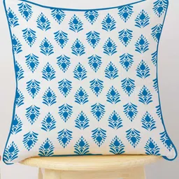 STITCHNEST Set of 5 Blue & White Cotton Canvas Cushion Cover image 5