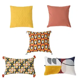 BLANC9 Yellow & White Set of 5 Geometric Square Cushion Covers image 3
