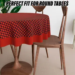 Kuber Industries Maroon & Black Geometric 1.52 m x 1.52 m Cotton Table Cover image 5