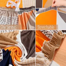 HOKIPO Orange & Brown 2 seater Printed Polyester Sofa Cover image 4