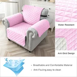 HOUSE OF QUIRK Pink Solid 2 Seater Couch Covers With Arms Reversible Sofa Slipcovers image 3