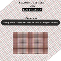 Kuber Industries Red Geometric Printed Waterproof Plastic 6-Seater Table Cover image 3