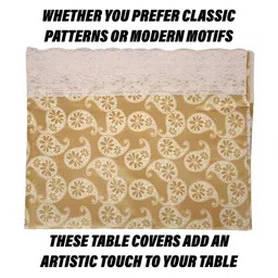 Kuber Industries Gold Toned & White Waterproof 4-Seater Table Cover image 5