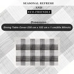 Kuber Industries Grey Geometric Printed Waterproof Plastic 6-Seater Table Cover image 5