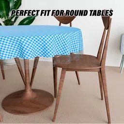 Kuber Industries Blue Waterproof Round 6-Seater Table Cover image 2