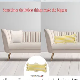 THROWPILLOW Yellow & White Striped Rectangle Cushion Cover image 2