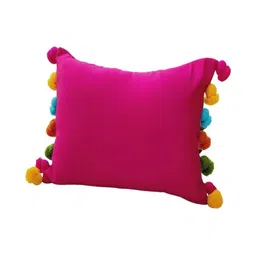 THROWPILLOW Pink & Green Tasselled Rectangle Cushion Cover image 3
