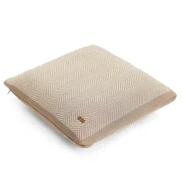 Pluchi Off White Geometric Cotton Square Cushion Cover image 4