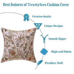 Texstylers Beige 2 Pcs Printed Cotton Square Cushion Covers image 3