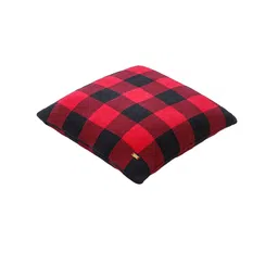 Pluchi Red & Black Geometric Square Pure Cotton Knitted Cushion Cover image 4