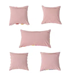 BLANC9 Pink & Blue Set of 5 Floral Cotton Square Cushion Covers image 4