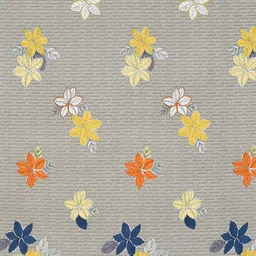 GLORIES Grey & Yellow Floral 210 TC King Bedsheet with 2 Pillow Covers image 2