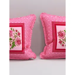 bsb home Pink & White Floral Printed Cotton 220 TC Queen Bedsheet with 2 Pillow Covers image 3