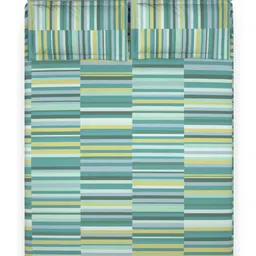 DDecor Green & White Striped 130 TC Queen Bedsheet with 2 Pillow Covers image 5
