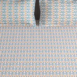 Story@home Tango Blue & White Printed 240 TC King Bedsheet with 2 Pillow Covers image 5