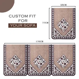 Kuber Industries Brown & White 11 Pieces Printed Cotton Sofa Cover & Table Cover image 4