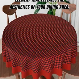 Kuber Industries Maroon & Black Geometric 1.52 m x 1.52 m Cotton Table Cover image 3