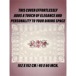 Kuber Industries Cream & Pink Floral Cotton 4-Seater Table Cover image 5