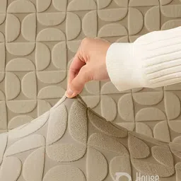 HOUSE OF QUIRK Camel Brown Jacquard 1 Piece Single Seater Sofa Cover With Arms image 4