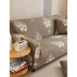 HOUSE OF QUIRK Universal Grey Printed Flexible Stretchable 2-Seater Sofa Slip Cover image 5