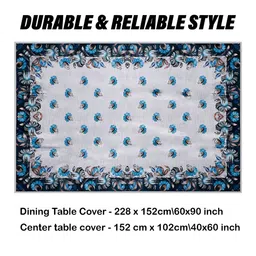 Kuber Industries Grey & Blue 2 Pieces 6-Seater Table Cover image 3