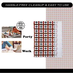 Kuber Industries Red Geometric Printed Waterproof Plastic 6-Seater Table Cover image 2