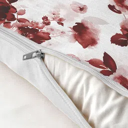 Aura Red & White 5 Pieces Floral Square Cushion Covers image 5