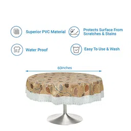Dakshya Industries Beige Printed PVC 6 Seater Table Covers image 2
