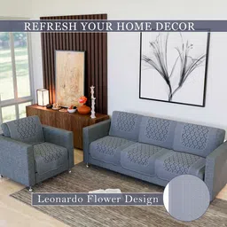 Kuber Industries Grey Printed Cotton Sofa Cover image 4