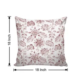 Aura Red & White Set of 5 Floral Square Cushion Covers image 4