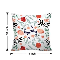 Aura White & Red 5 Pieces Floral Square Cushion Covers image 2