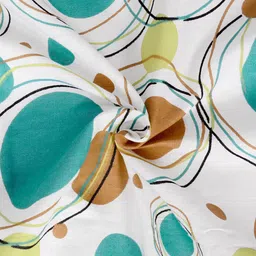 Divine Casa Emerald White Geometric Cotton 144 TC Queen Bedsheet with 2 Pillow Covers image 4