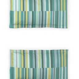 DDecor Green & White Striped 130 TC Queen Bedsheet with 2 Pillow Covers image 3