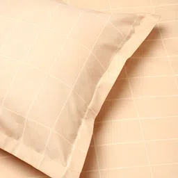 Bromwick Beige& White Striped Cotton 210 TC 2 Single Bedsheet with 2 Pillow Covers image 2