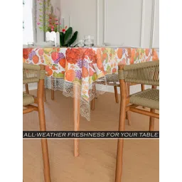 Kuber Industries White Waterproof Plastic 6-Seater Table Cover image 3