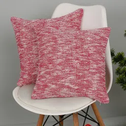 eyda Fuchsia & White 2-Pieces Abstract Cotton Square Cushion Covers image 5