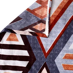 Arrabi Blue & Brown Geometric 300 TC King Bedsheet with 2 Pillow Covers image 3