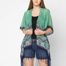 Cloth Haus India Women Green & Blue Printed Shrug-image-56