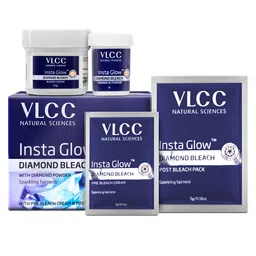 VLCC Set of 2 Insta Glow Diamond Bleach with Pre Bleach Cream & Post Bleach Pack- 30g each image 3