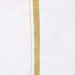 Sethukrishna Boys Cream-Coloured & Gold-Toned Shirt with Dhoti Set image 3