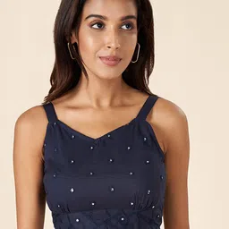 AKKRITI BY PANTALOONS  Embellished Shoulder Straps Cotton Bralette Crop Top-image-68