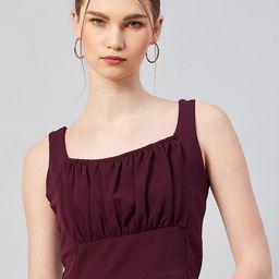 RARE Burgundy Square Neck Gathered Crop Top-picture-25