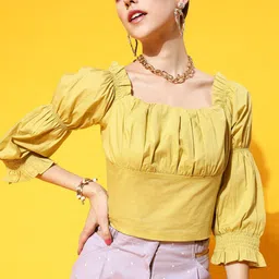 STREET 9 Bright Yellow Solid Top-picture-41