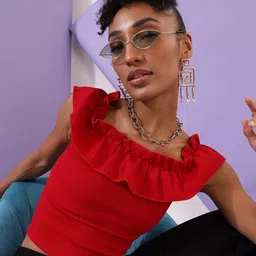 Veni Vidi Vici Cap Sleeves Ruffled Crop Top-picture-26