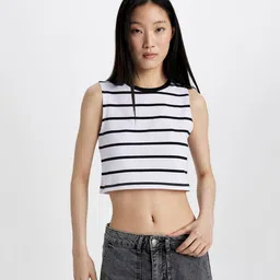 DeFacto Striped Cotton Crop Top-picture-16