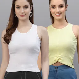 Friskers 2 White & Yellow Tank Crop Top image 1