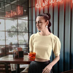 Madame Self Design Raglan Sleeves Crop Top-picture-11